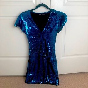 Zara Royal Blue Sequins mini dress